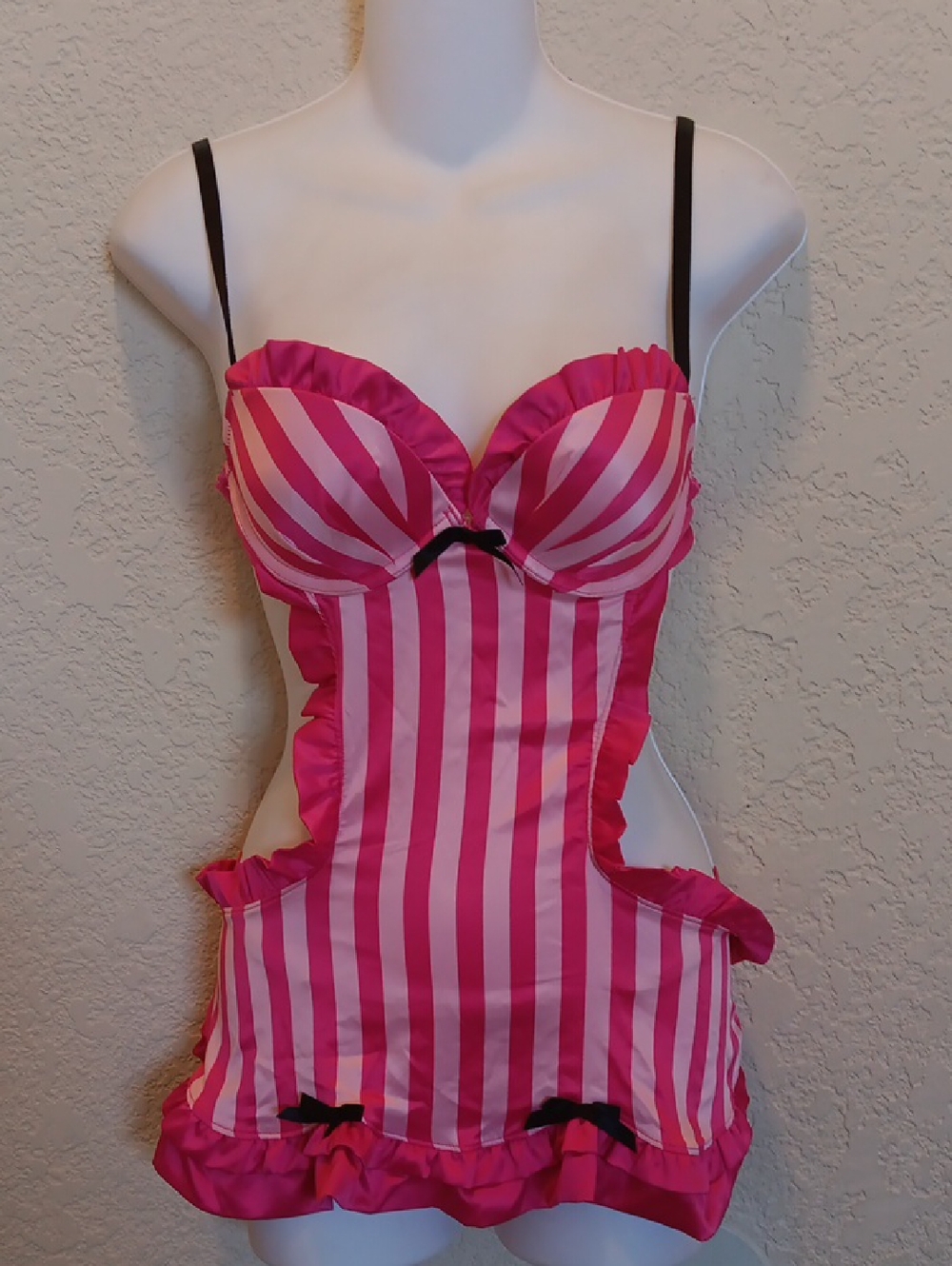 Victorias Secret Sexy Little Things Pink Striped Maid 2 Piece Set 34b/small